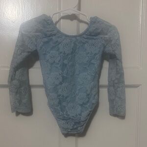 Girls' Light Blue Lace Long-Sleeve Bodysuit